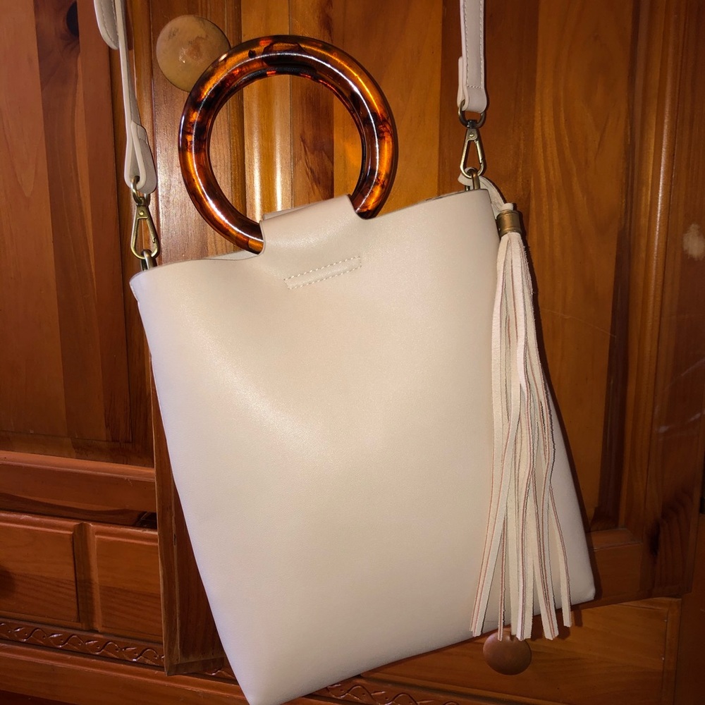 Anthropologie Lucite Handle Crossbody Tote
